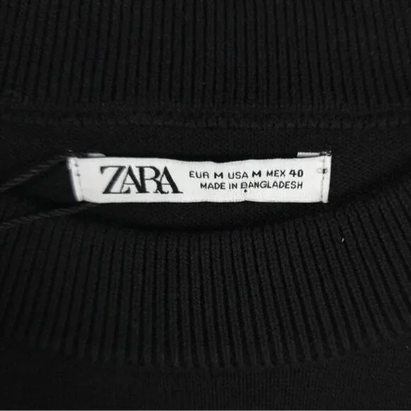 NWT ZARA “I’M OK WITH THIS” Text Print Black Crew Neck Knit Pullover Sweater M - Picture 6 of 11